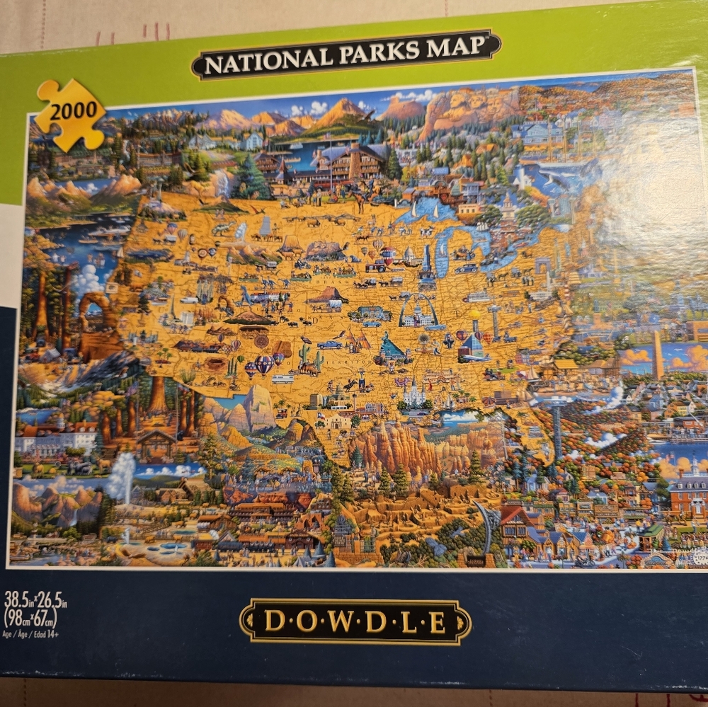National Parks Map 2000 Piece Puzzle - Vibrant Multicolor